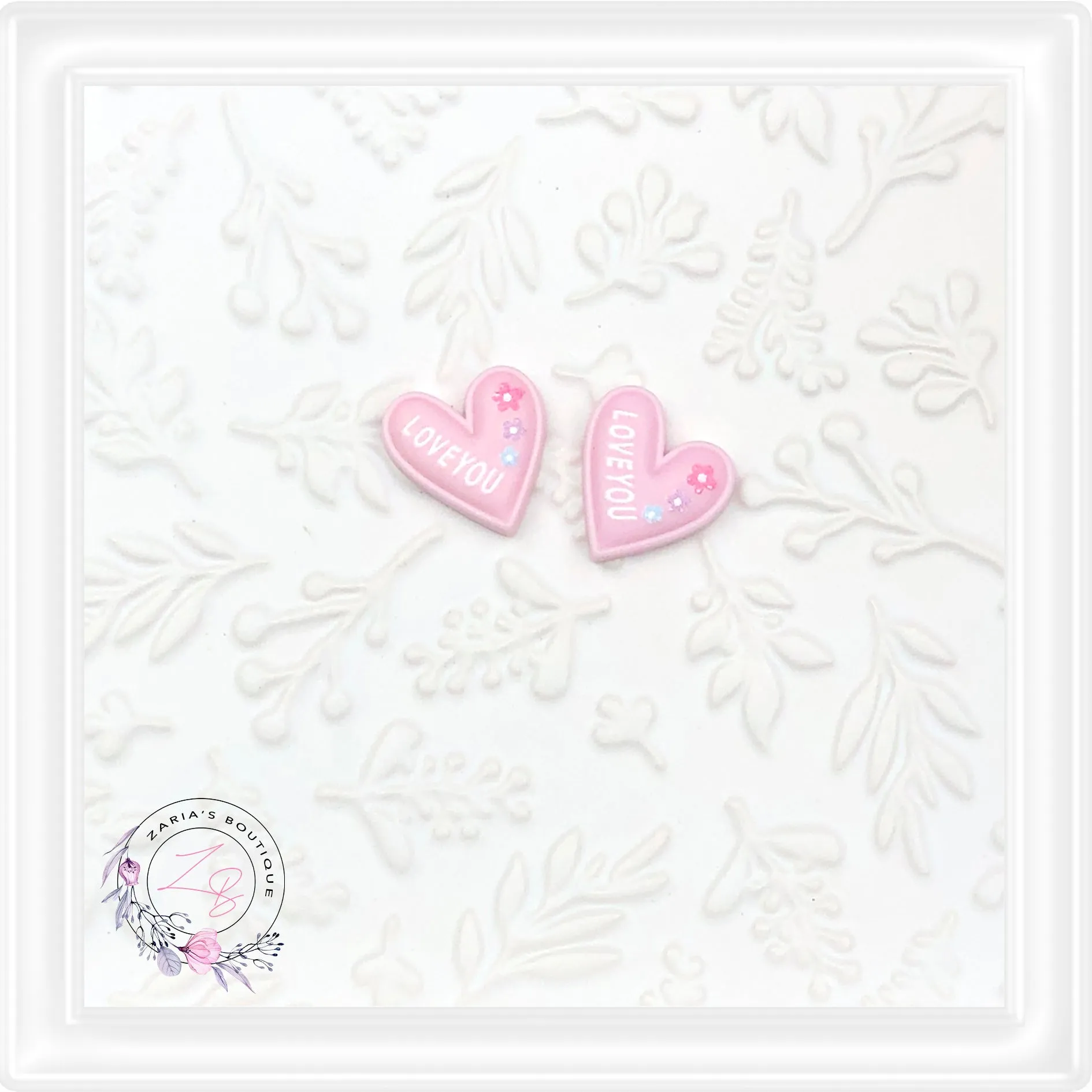 ⋅ LOVE HEARTS ⋅ Flatback Resin Embellishments ⋅ Per Pair ⋅