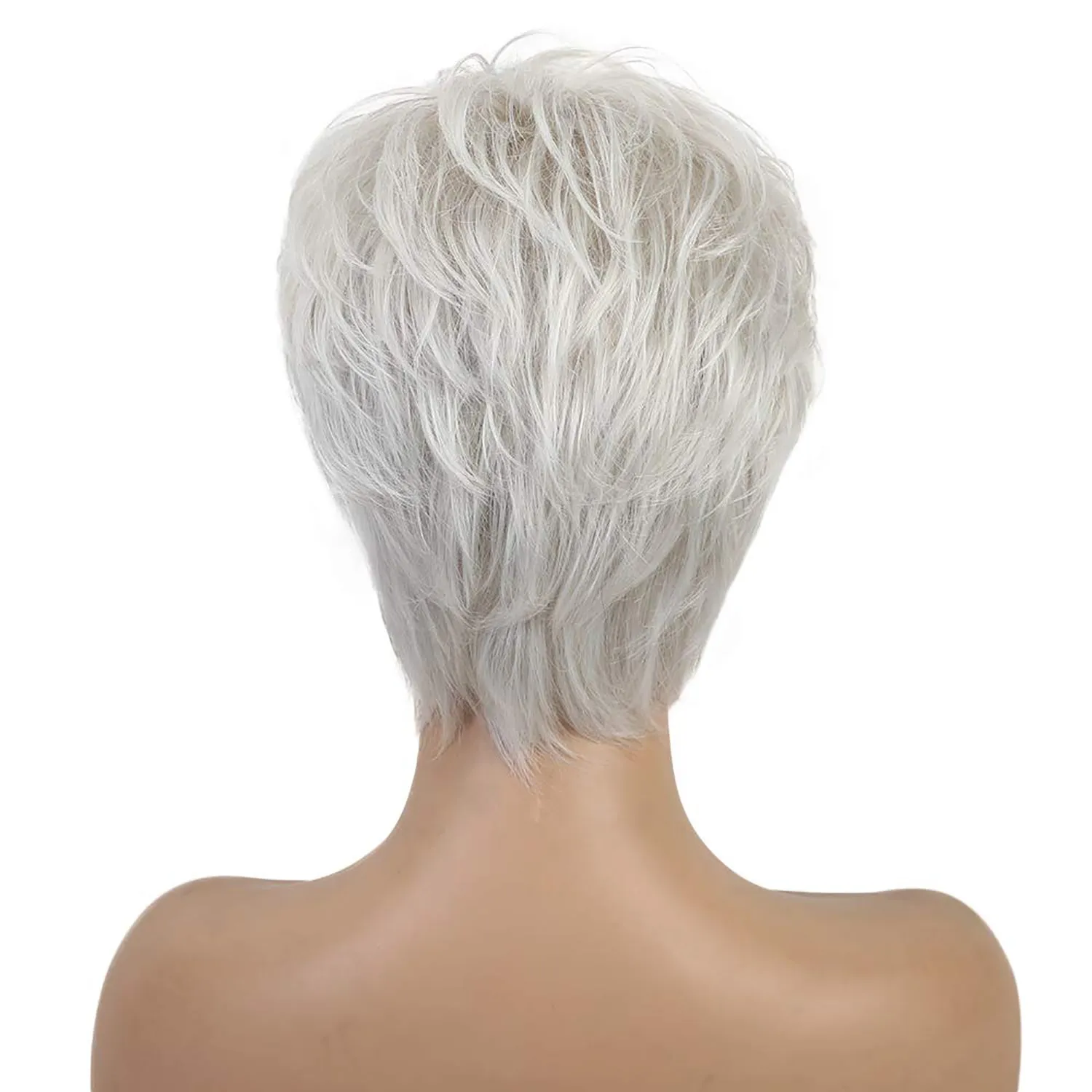 0 Degree | Ash Blonde Short Pixie Cut Wavy Synthetic Hair Wig