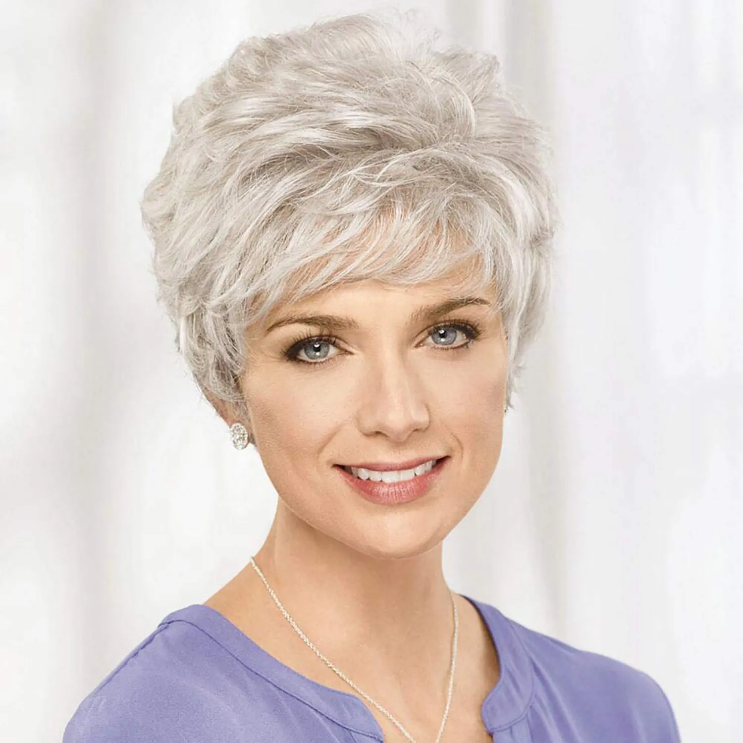 0 Degree | Ash Blonde Short Pixie Cut Wavy Synthetic Hair Wig