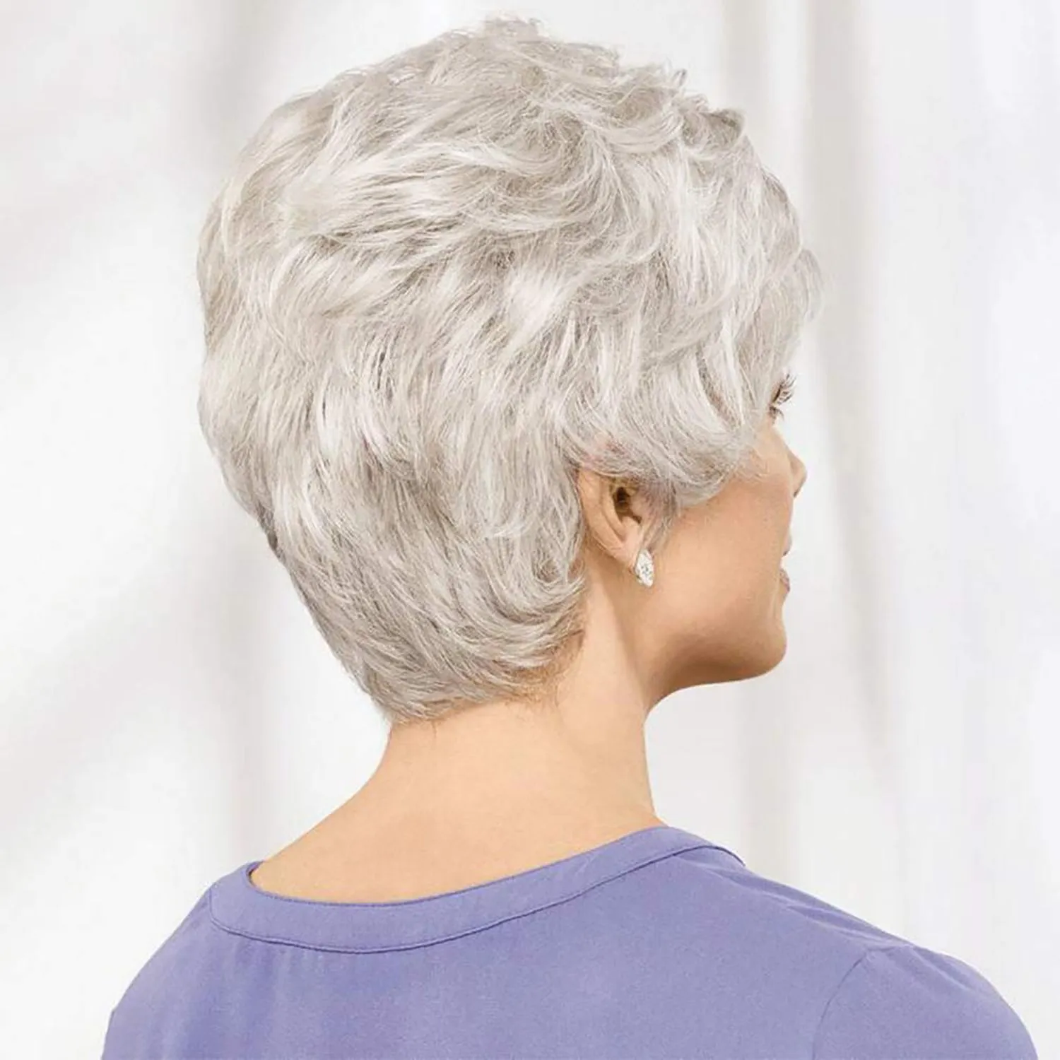 0 Degree | Ash Blonde Short Pixie Cut Wavy Synthetic Hair Wig