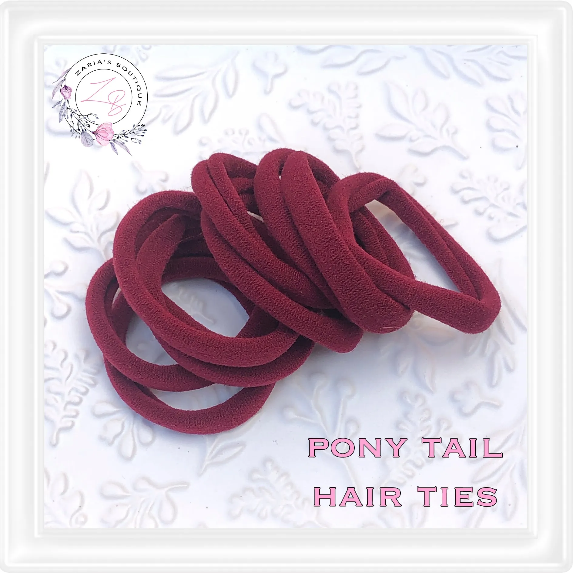 10 Nylon Ponytail Hair Bands ~ Burgundy/Maroon