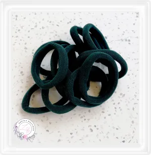 10 Nylon Ponytail Hair Bands ~ Dark Bottle Green