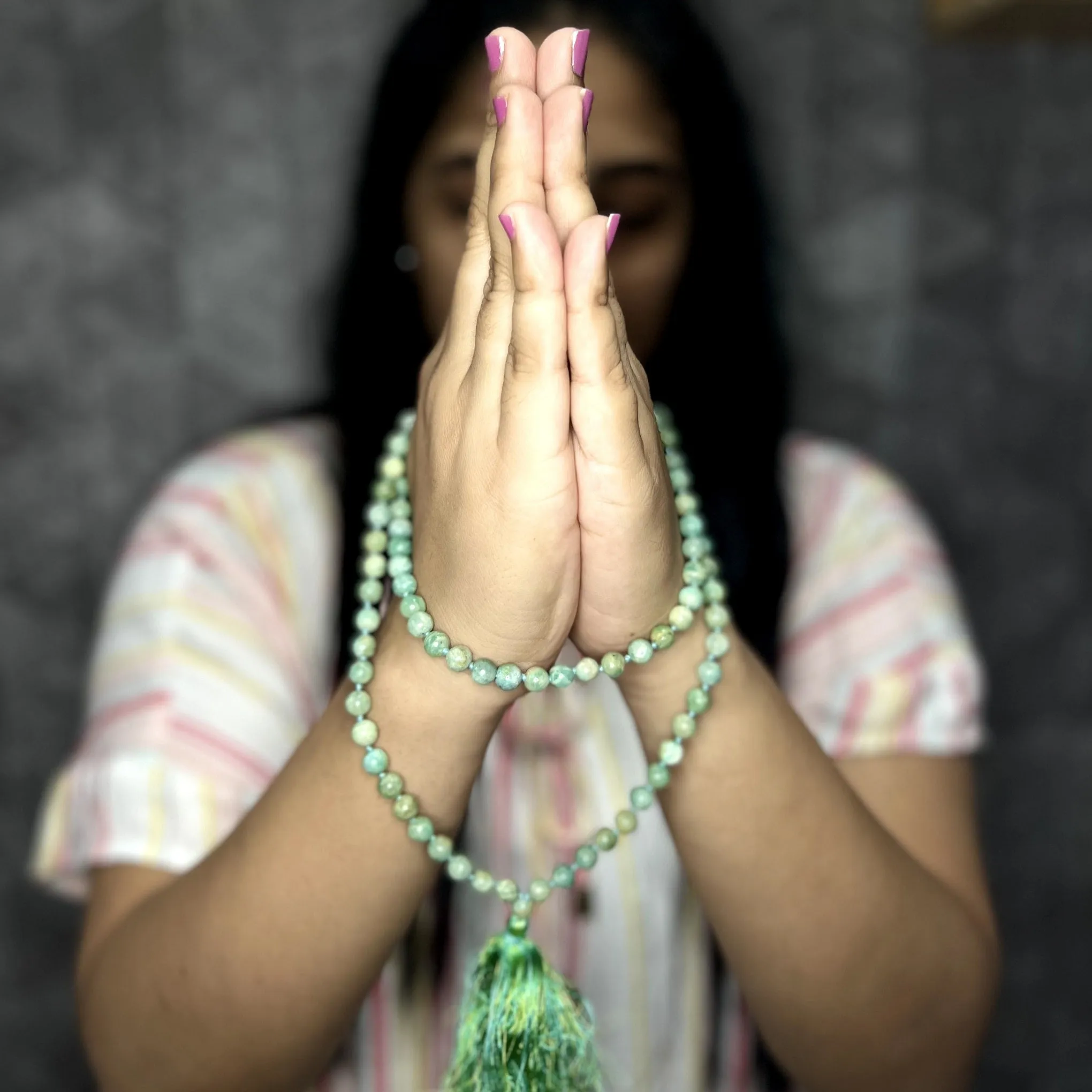 108 PRAYER BEADS CERTIFIED JAPAMALA MEDITATION ACCESSORY HEALING STONES NATURAL STONES NECKLACE- AMAZONITE