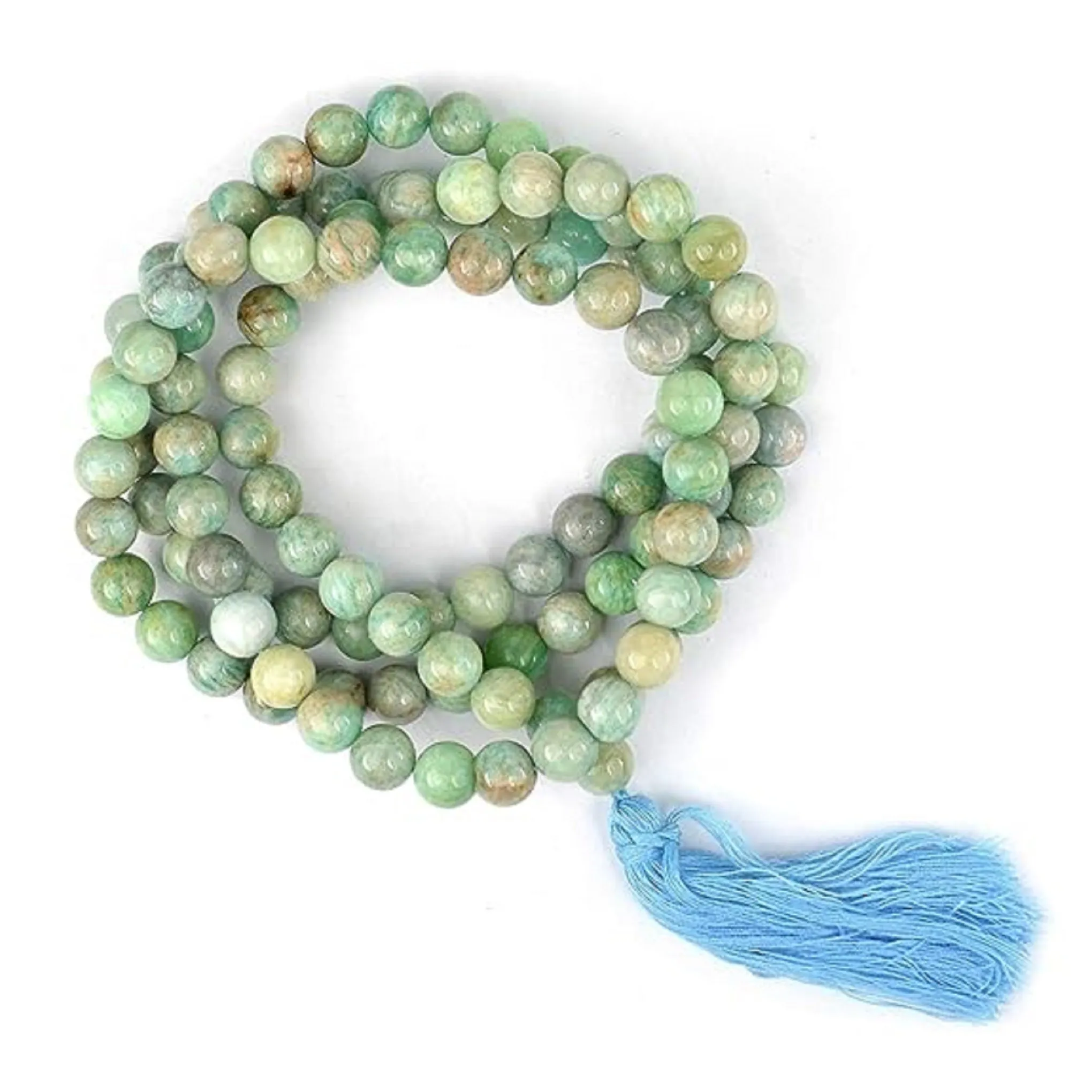 108 PRAYER BEADS CERTIFIED JAPAMALA MEDITATION ACCESSORY HEALING STONES NATURAL STONES NECKLACE- AMAZONITE