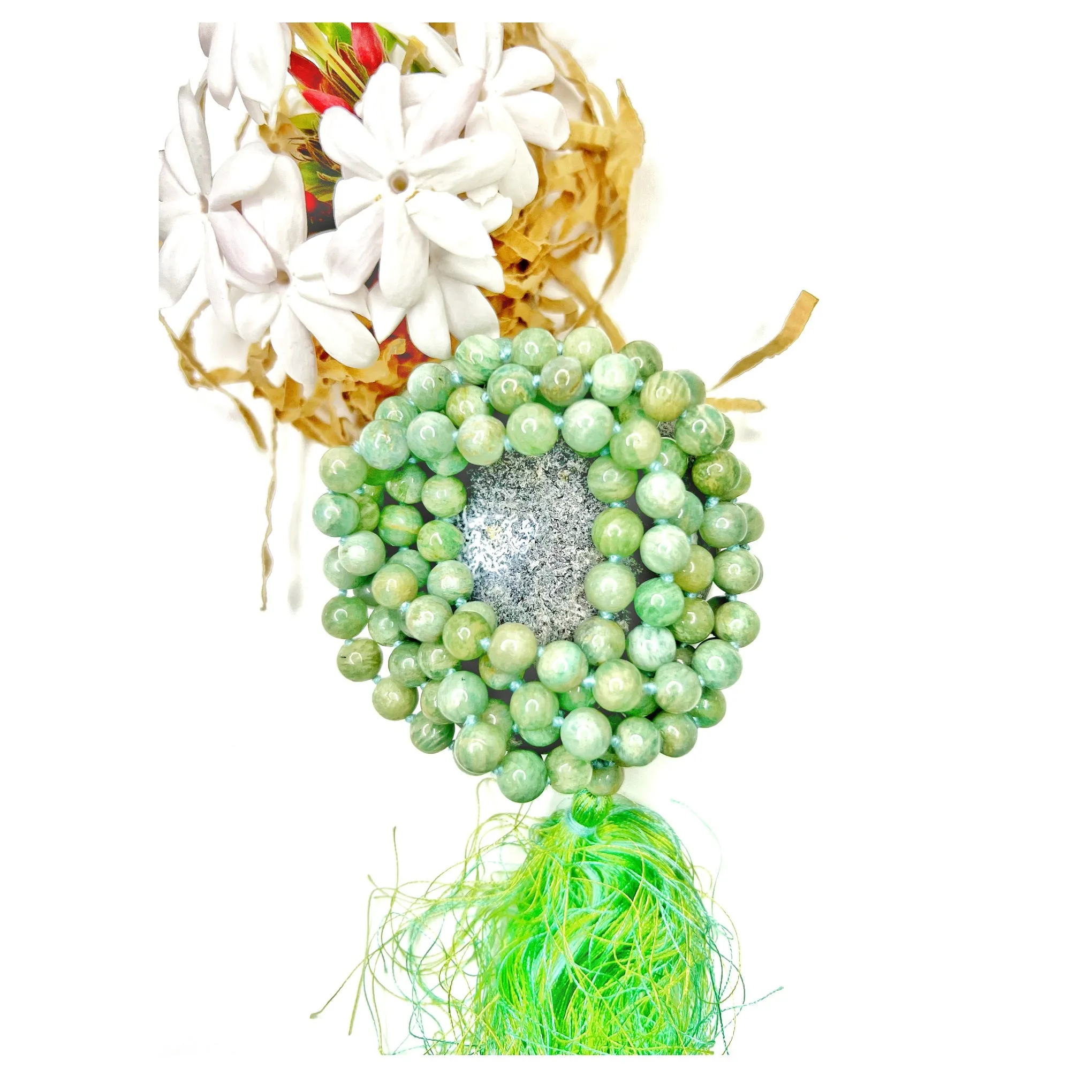 108 PRAYER BEADS CERTIFIED JAPAMALA MEDITATION ACCESSORY HEALING STONES NATURAL STONES NECKLACE- AMAZONITE