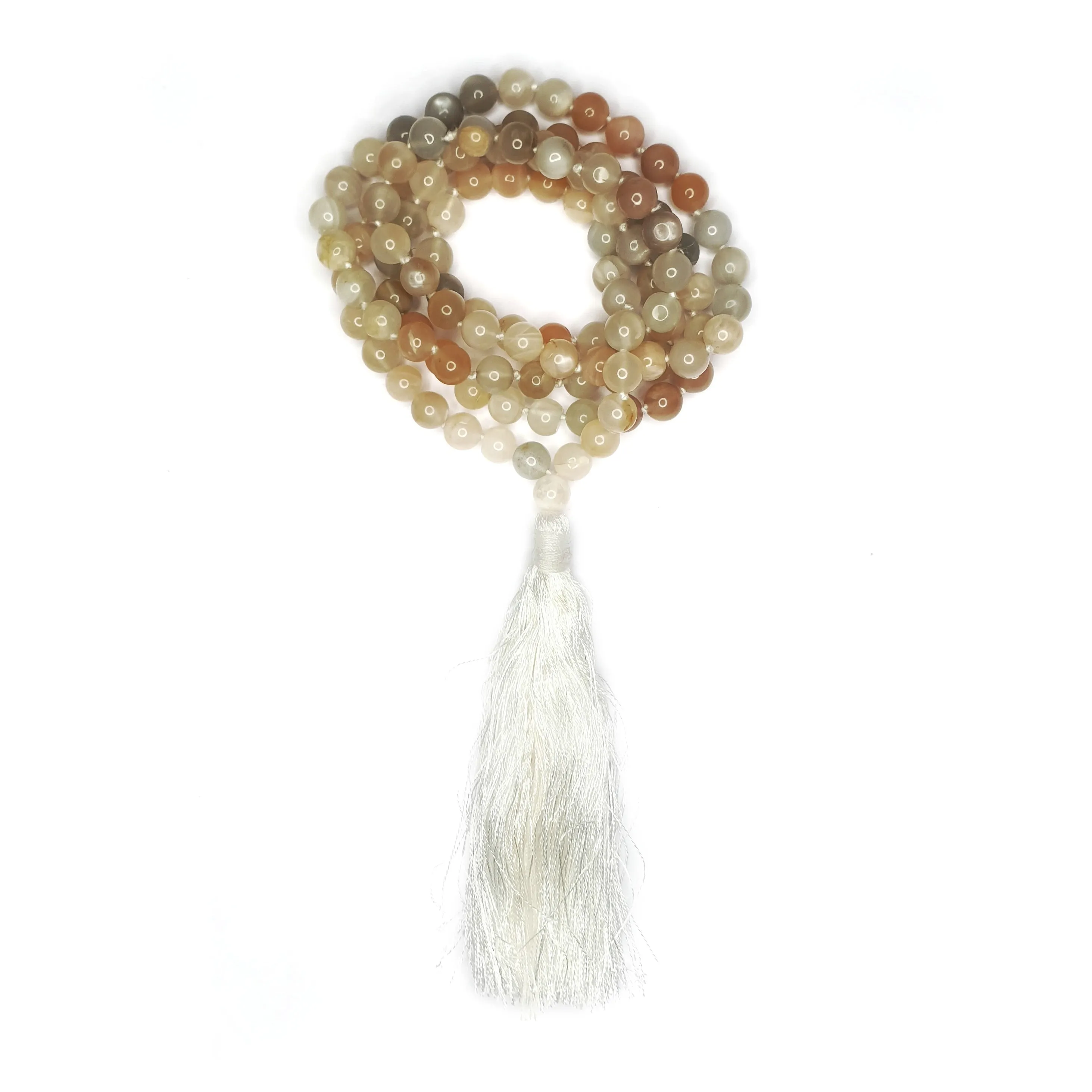 108 PRAYER BEADS CERTIFIED JAPAMALA MEDITATION ACCESSORY HEALING STONES NATURAL STONES NECKLACE- MOON STONE