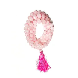 108 PRAYER BEADS CERTIFIED JAPAMALA MEDITATION ACCESSORY HEALING STONES NATURAL STONES NECKLACE- ROSE QUARTZ