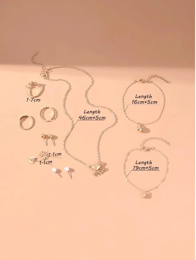 12pcs Rhinestone Decor Jewelry Set - Gold - FD ⚡