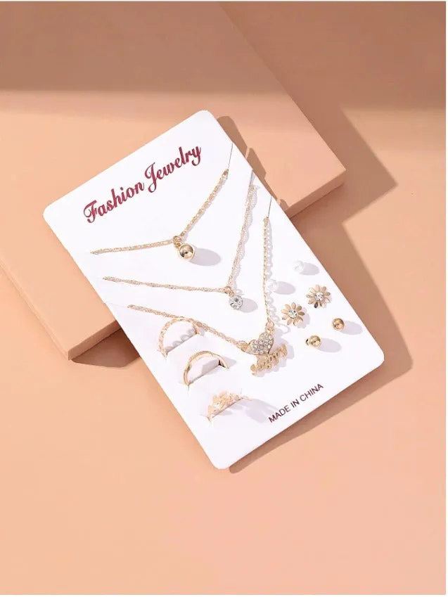 12pcs Rhinestone Decor Jewelry Set - Gold - FD ⚡