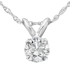 14K White Gold 1/2 CT round Diamond Solitaire Pendant