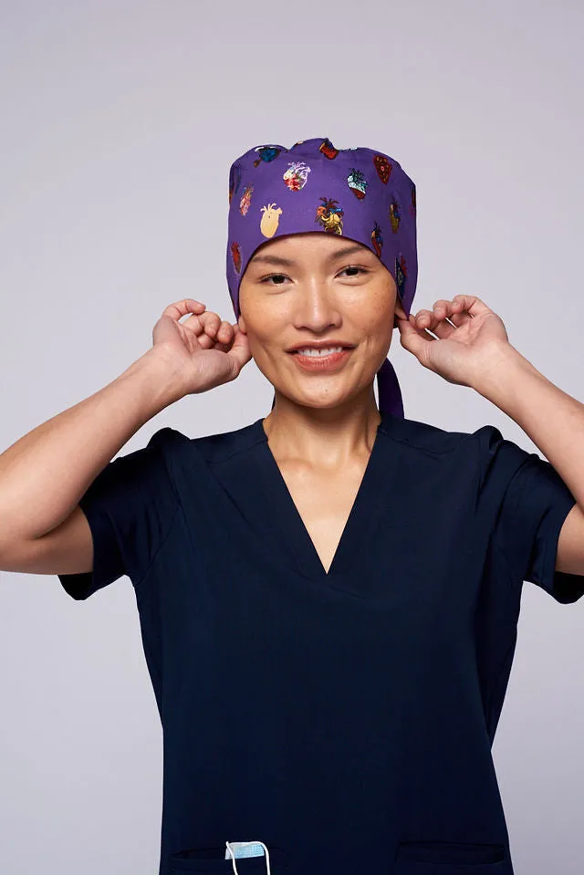 15 Hearts Scrub Cap by Sarai Llamas