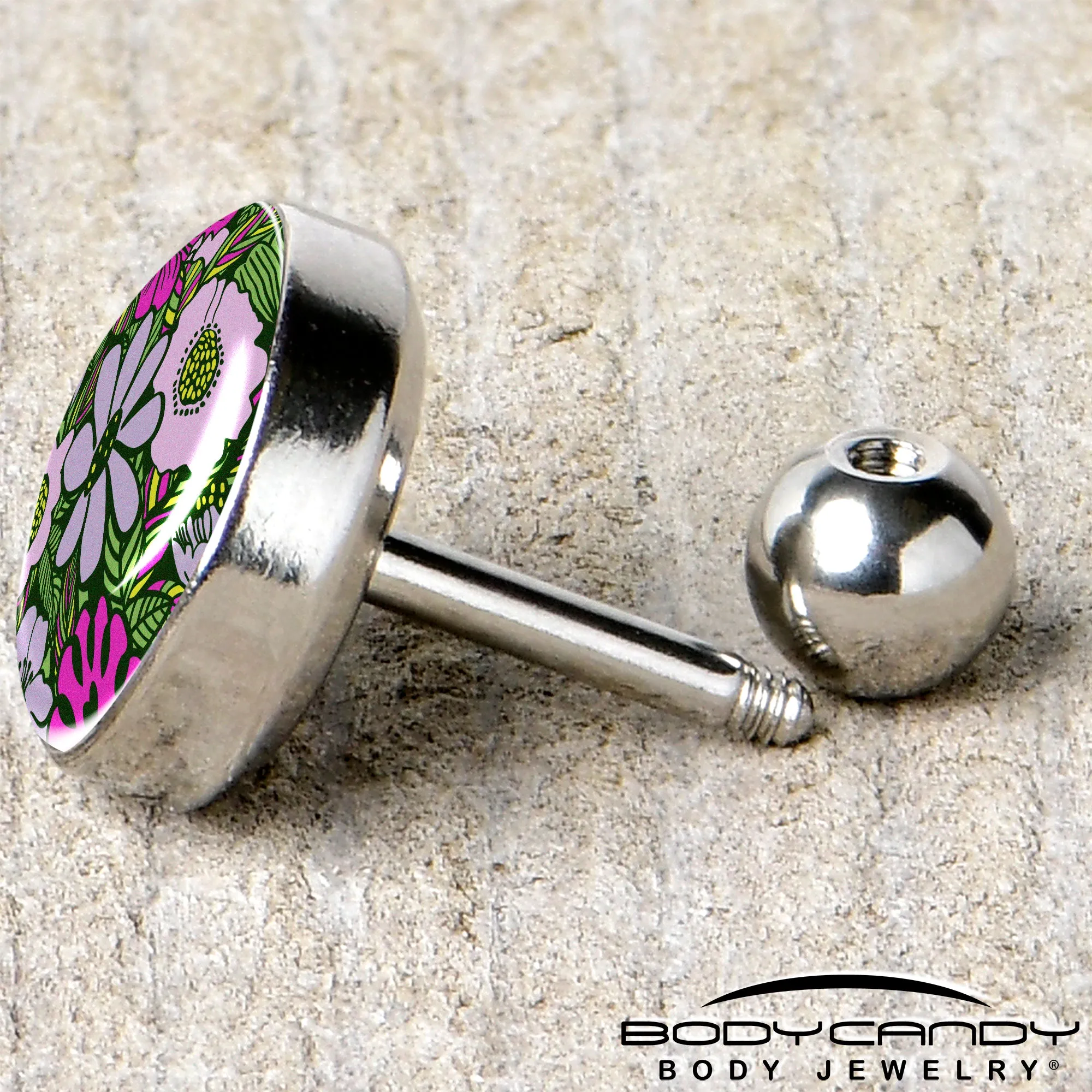 16 Gauge 1/4 Blossom Creation Paradise of Pink Flowers Cartilage Earring