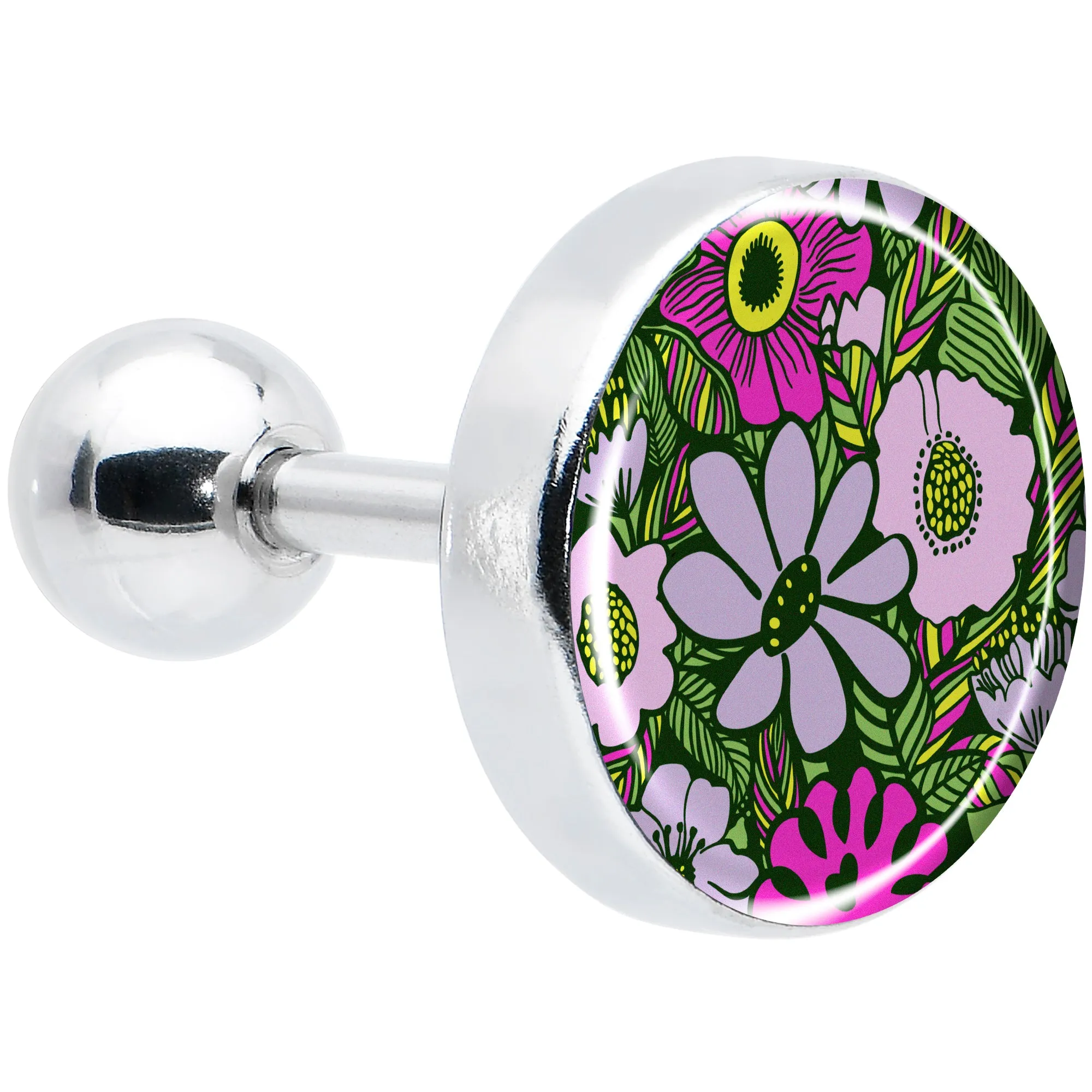 16 Gauge 1/4 Blossom Creation Paradise of Pink Flowers Cartilage Earring