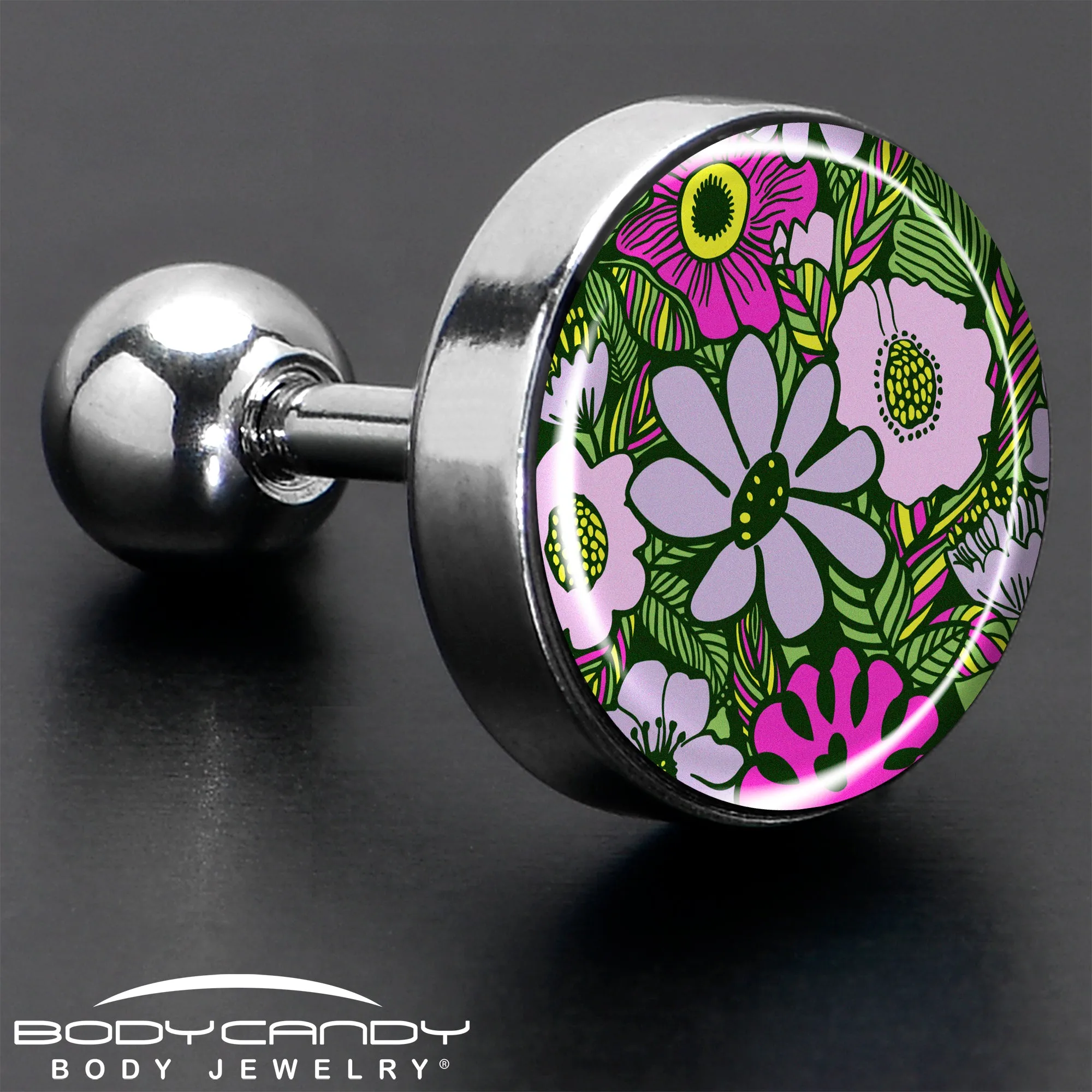16 Gauge 1/4 Blossom Creation Paradise of Pink Flowers Cartilage Earring