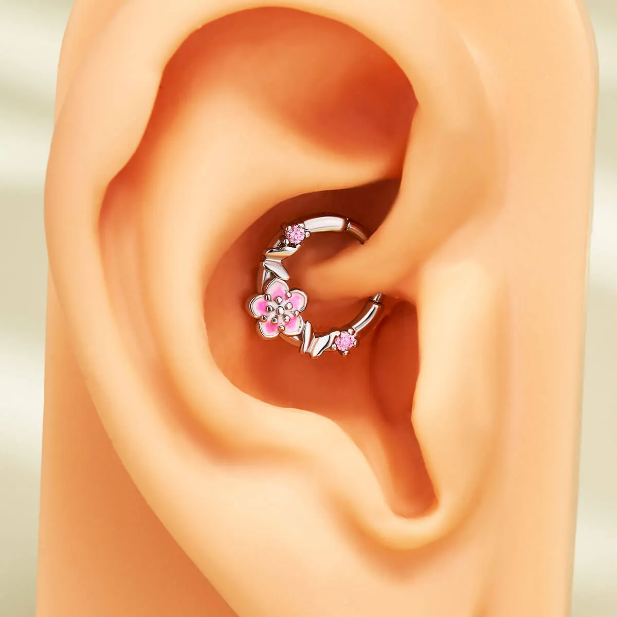 16G Butterfly & Sakura Hinged Segment Septum Ring