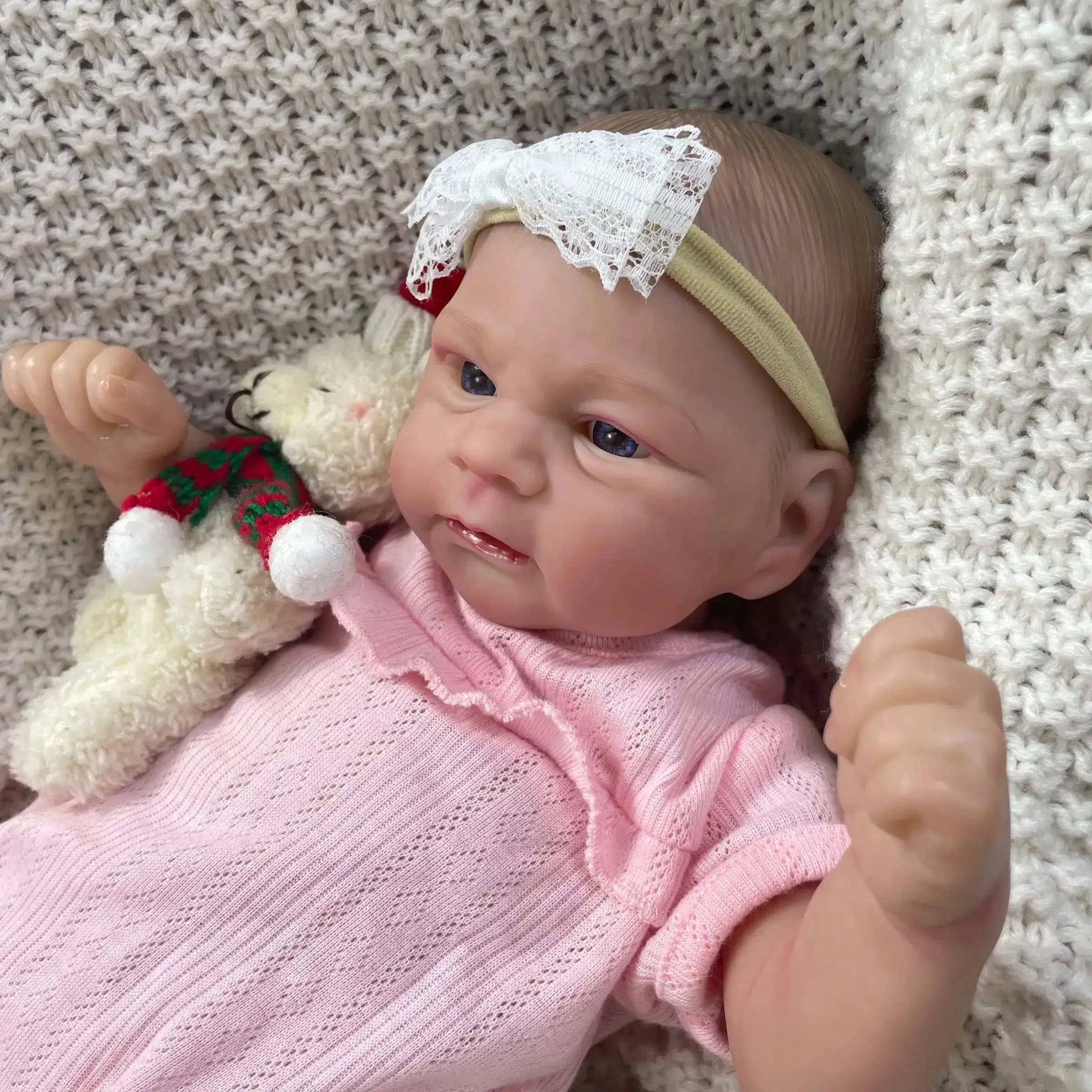 17-Inch Painted Reborn Baby Doll Ella - Handmade Painted Hair and 3D Skin Tone