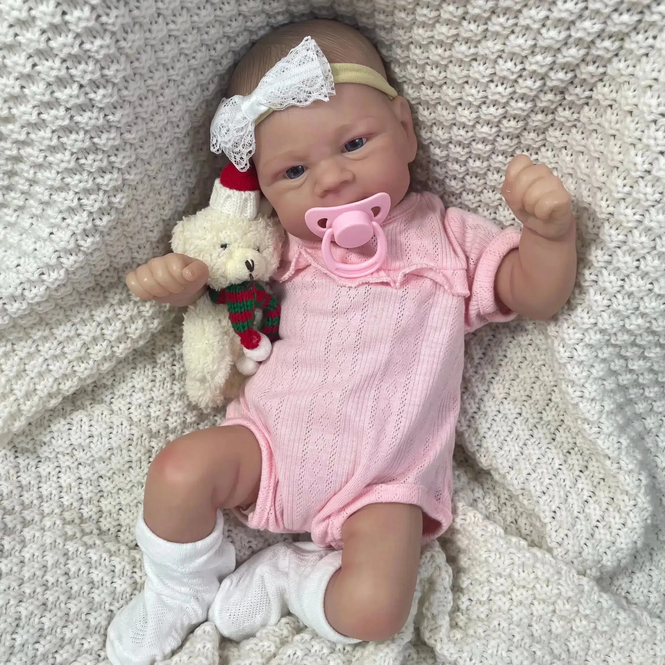 17-Inch Painted Reborn Baby Doll Ella - Handmade Painted Hair and 3D Skin Tone