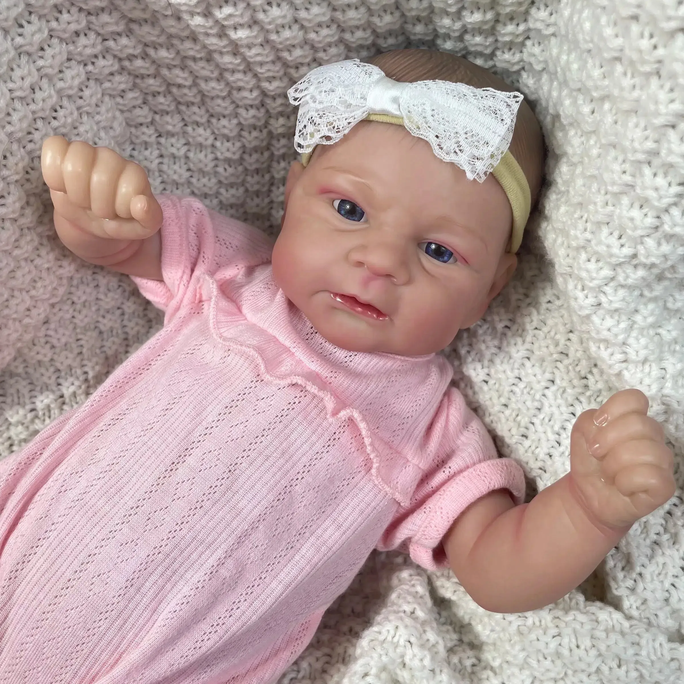 17-Inch Painted Reborn Baby Doll Ella - Handmade Painted Hair and 3D Skin Tone
