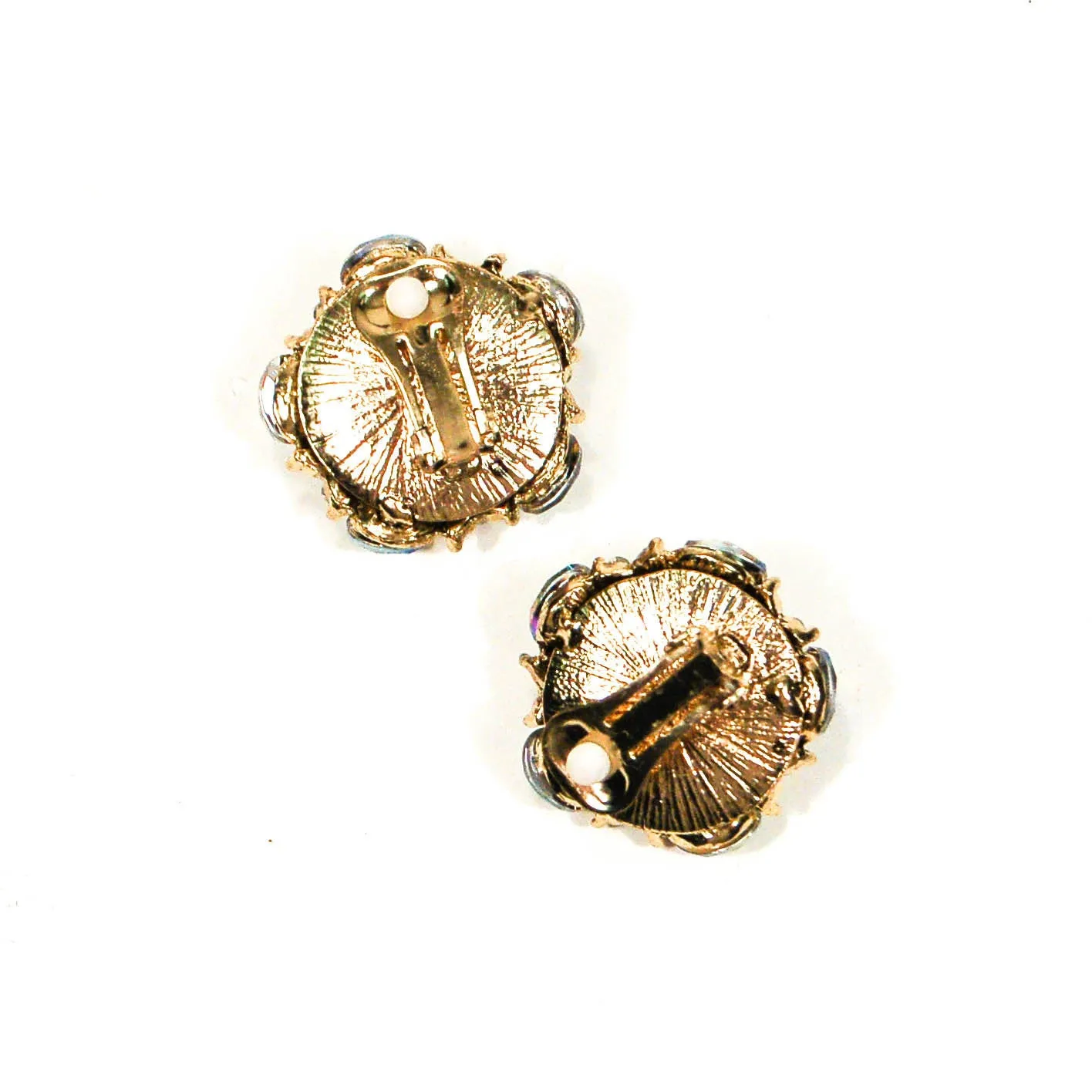 1960's Cluster Style Aurora Borealis Rhinestone Earrings