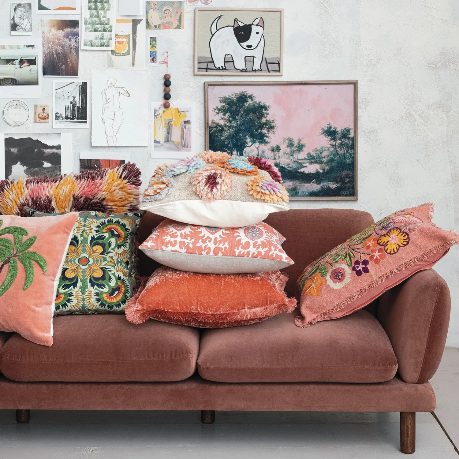 24" Whimsical Floral Pillow