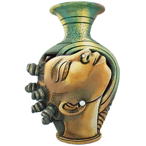 3D Bumpy Head Vase Series — Gold and Green Spiky Head