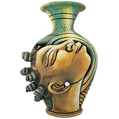 3D Bumpy Head Vase Series — Gold and Green Spiky Head