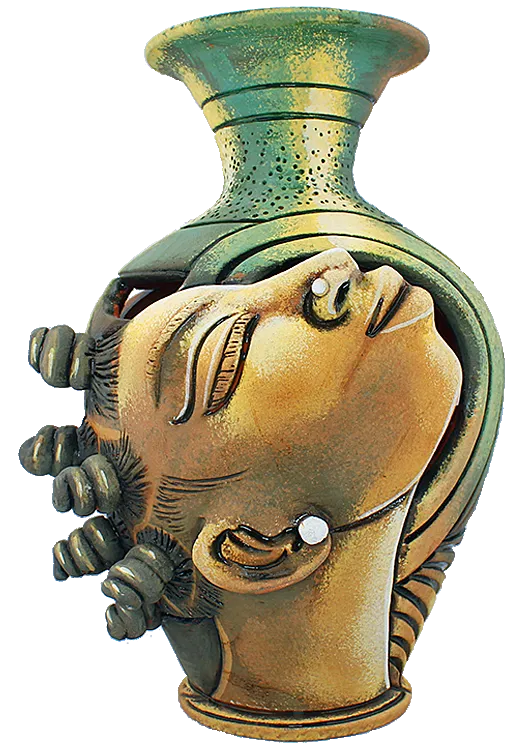 3D Bumpy Head Vase Series — Gold and Green Spiky Head