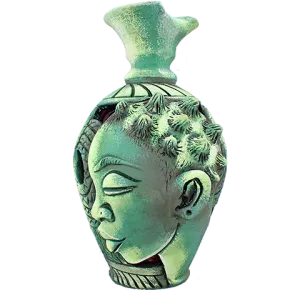 3D Bumpy Head Vase Series — Green Twisted Neck