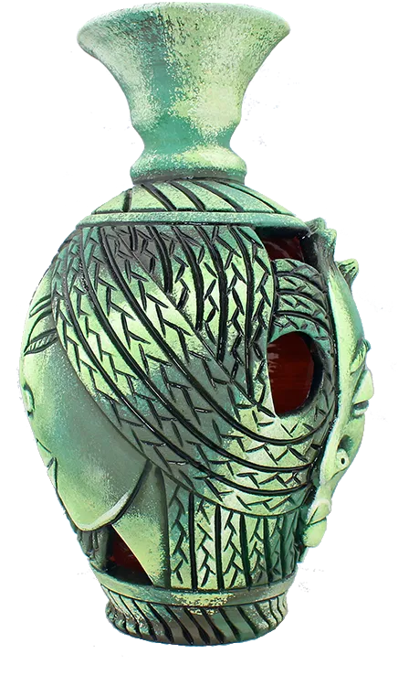3D Bumpy Head Vase Series — Green Twisted Neck