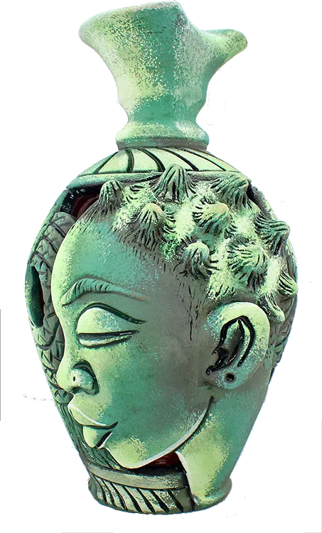 3D Bumpy Head Vase Series — Green Twisted Neck