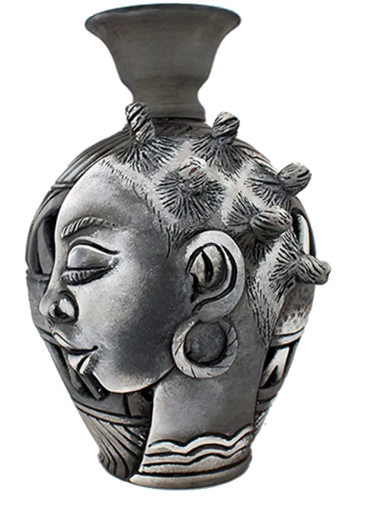 3D Bumpy Head Vase Series —  Grey Narrow Neck