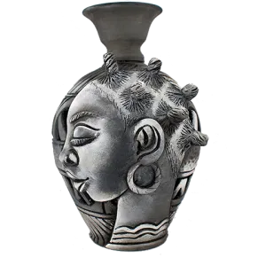 3D Bumpy Head Vase Series —  Grey Narrow Neck