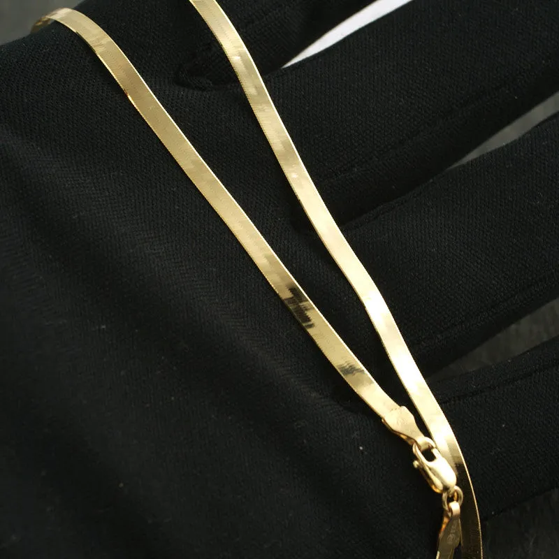 3mm Solid 10K Gold Herringbone Chain