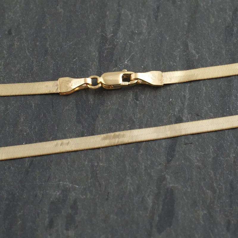 3mm Solid 10K Gold Herringbone Chain