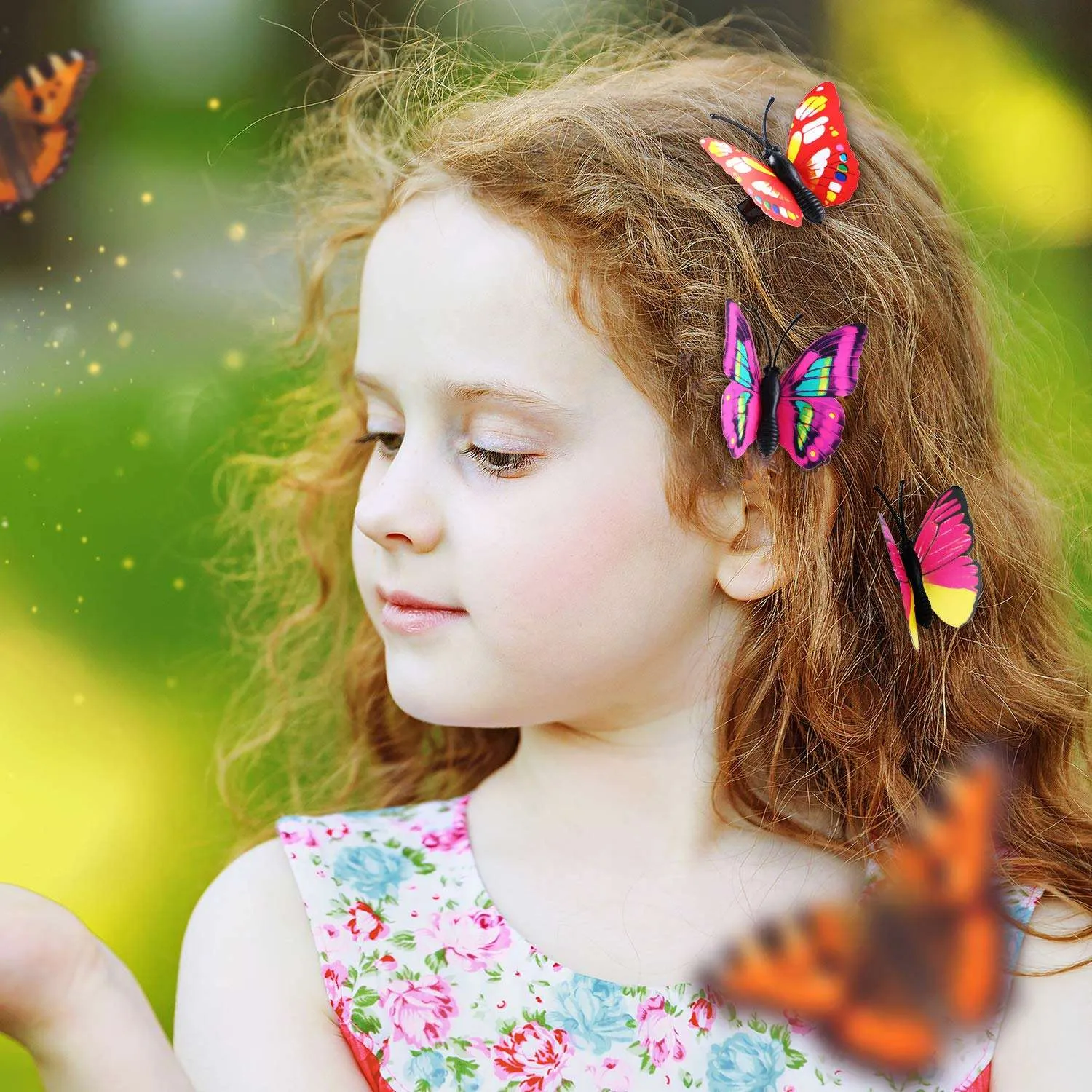 6 PC Silk Butterfly Hair Clip Set, Realistic Butterfly Fantasy Hairclips, Bridesmaid or Prom Party Butterfly Hairclip Set