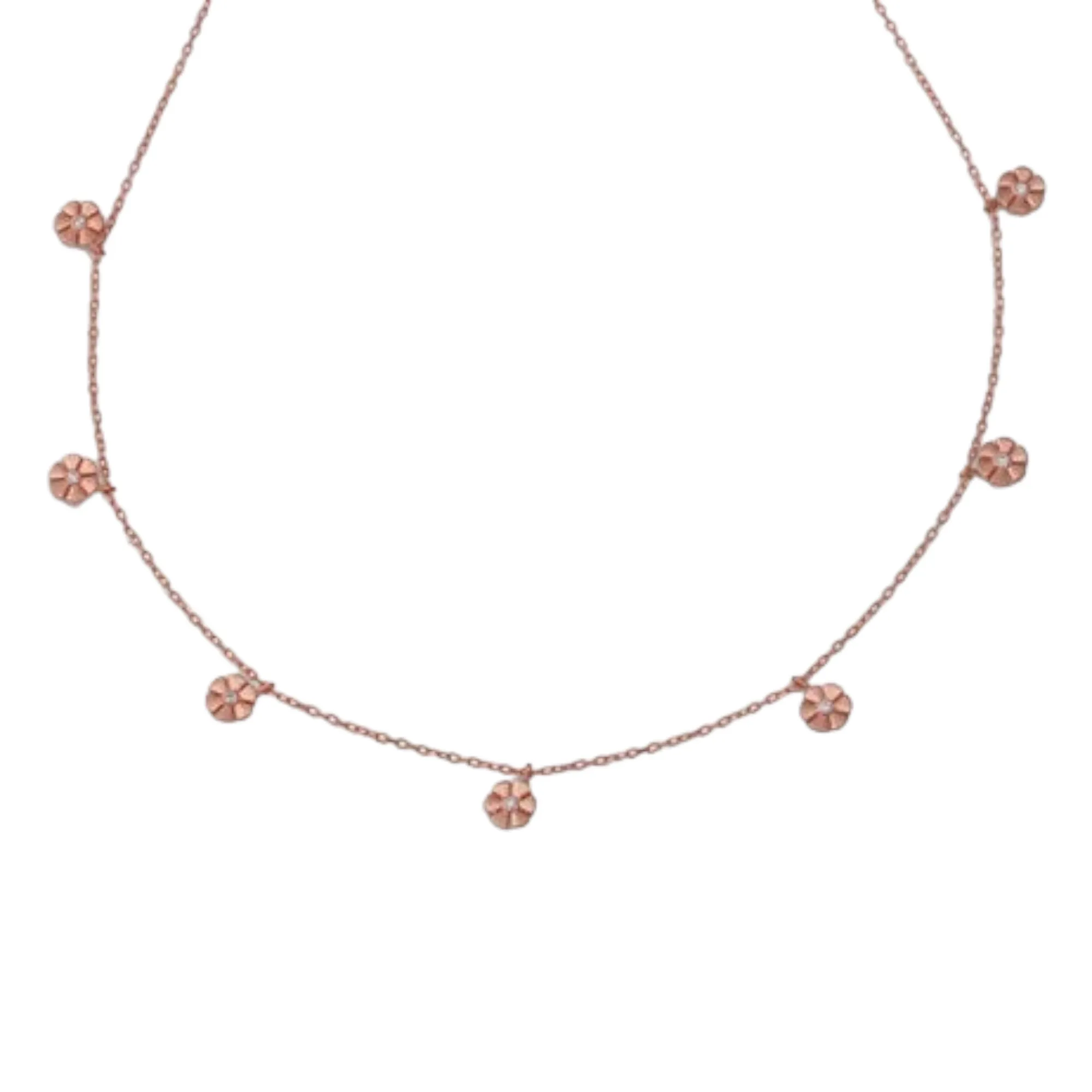 7 Flower CZ Stone Necklace | Sterling Silver | 16" 2" Extension | Plating Options | Tarnish-Resistant