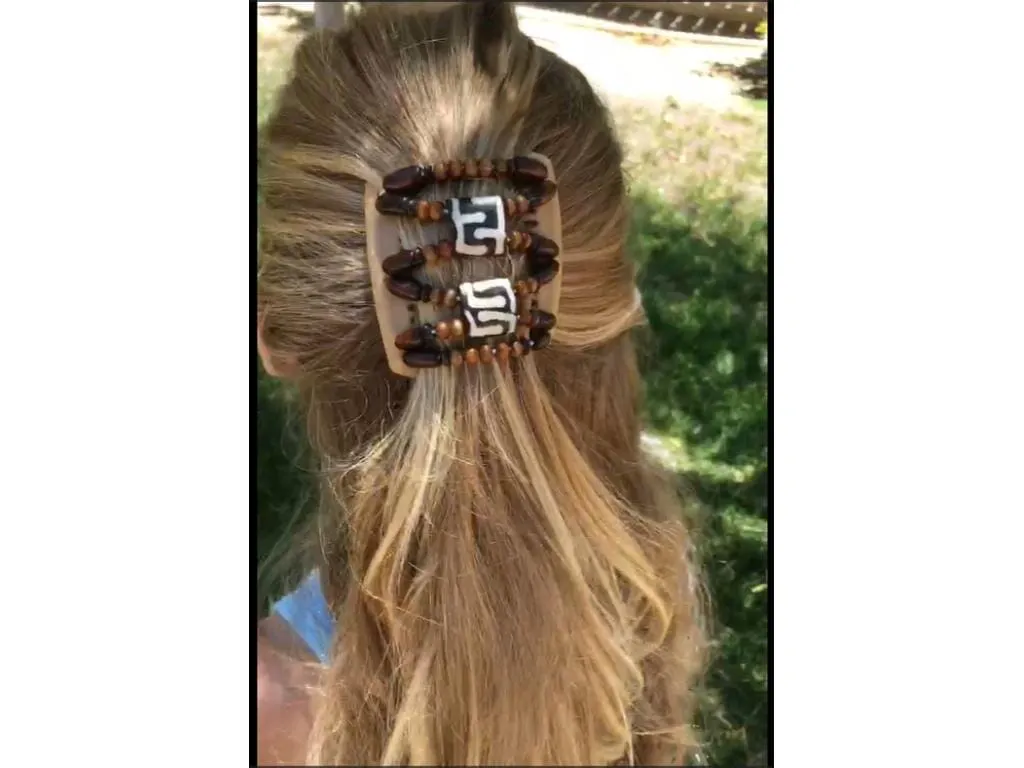 African Butterfly Chameleon Hair Comb - Beada Black 64