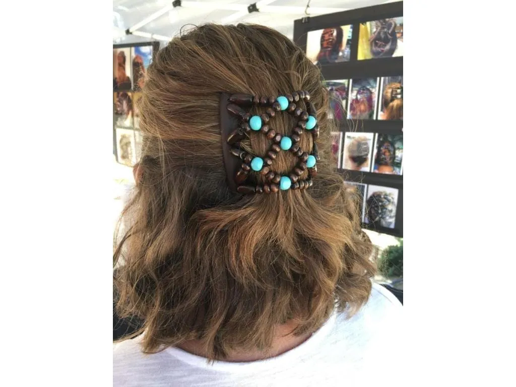 African Butterfly Chameleon Hair Comb - Beada Black 64