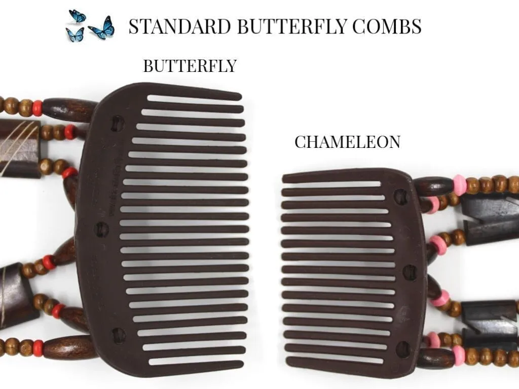 African Butterfly Chameleon Hair Comb - Beada Black 64