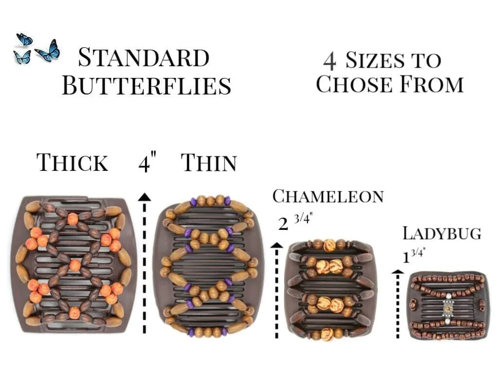 African Butterfly Chameleon Hair Comb - Beada Black 64
