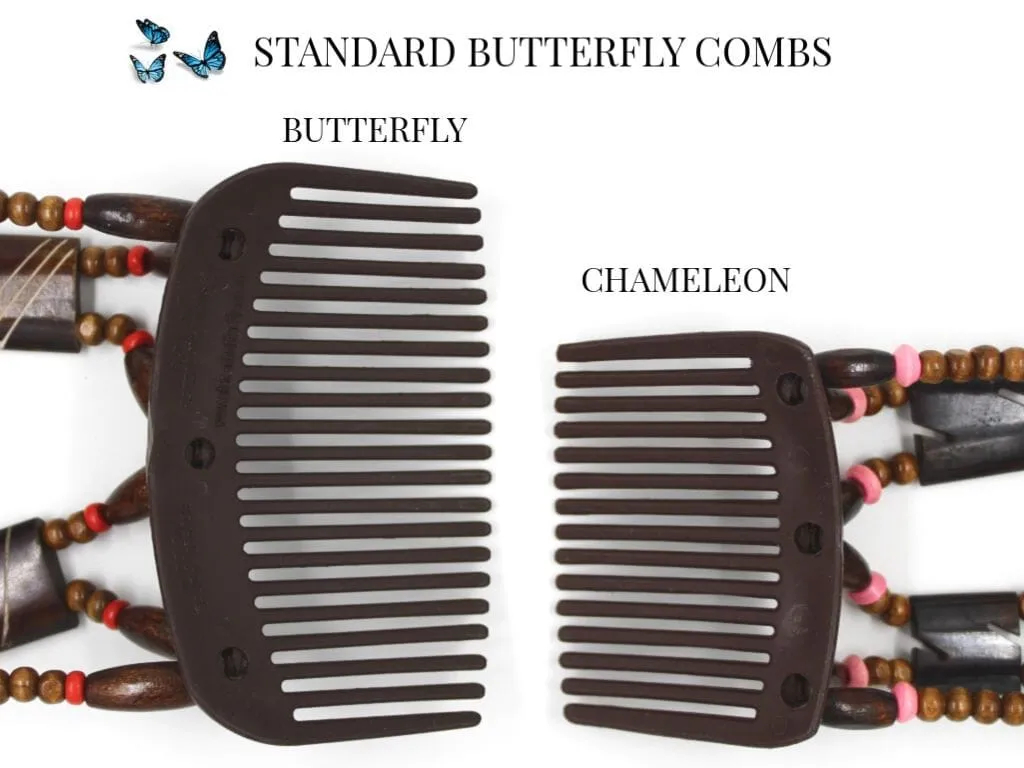 African Butterfly Chameleon Hair Comb - Dalena Black 35