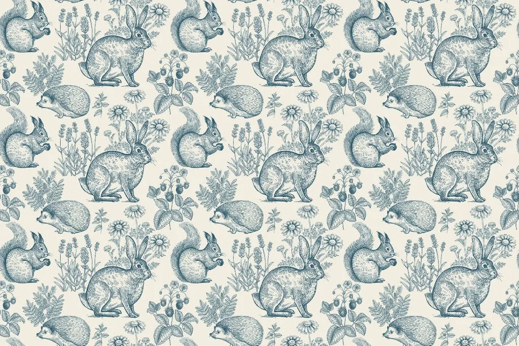 Animals and Flowers Wallpaper Mural