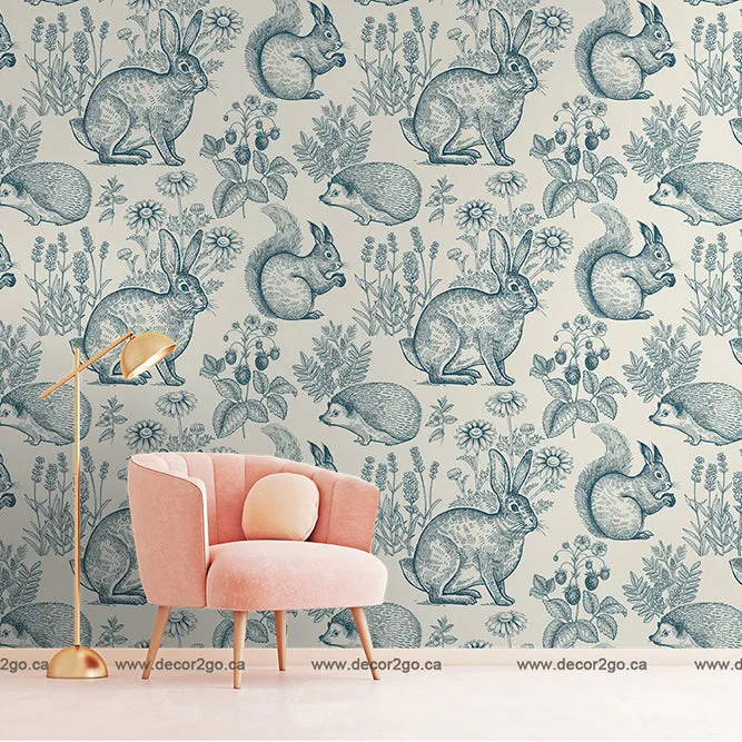 Animals and Flowers Wallpaper Mural