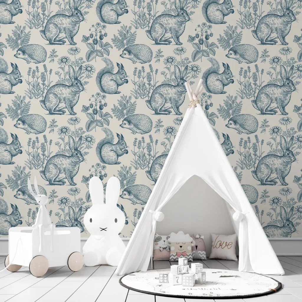 Animals and Flowers Wallpaper Mural