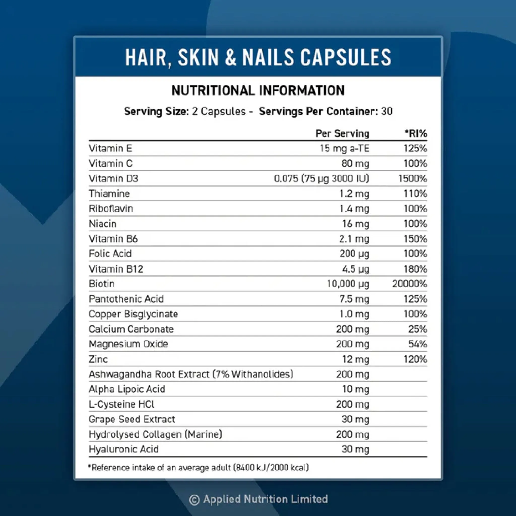 Applied Nutrition Hair, Skin, & Nails - 60 Caps