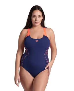Arena Performance Women's Reflective Plus Swimsuit - Black-Blue River