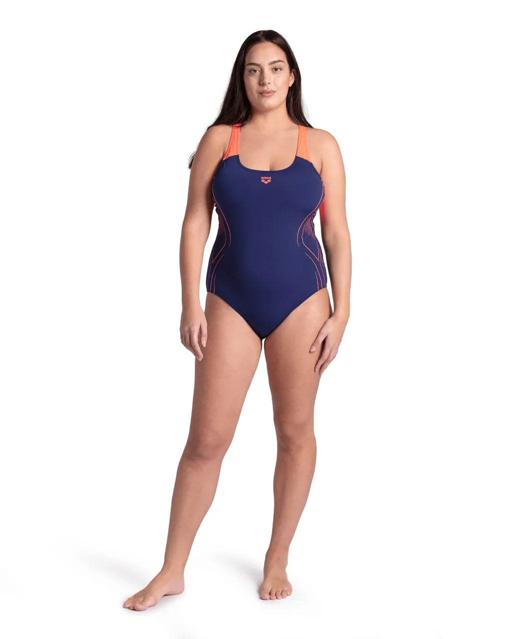 Arena Performance Women's Reflective Plus Swimsuit - Black-Blue River
