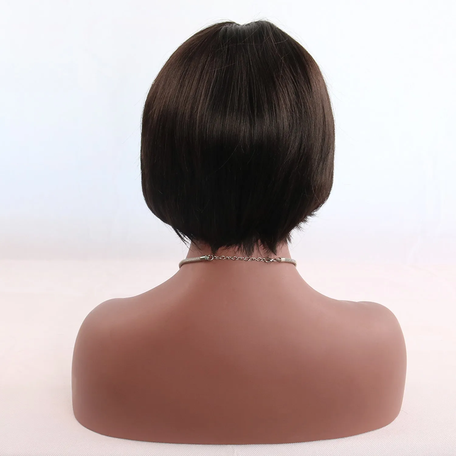 Asia | Black Short Pixie Cut Straight Synthetic Hair Wig With Bangs