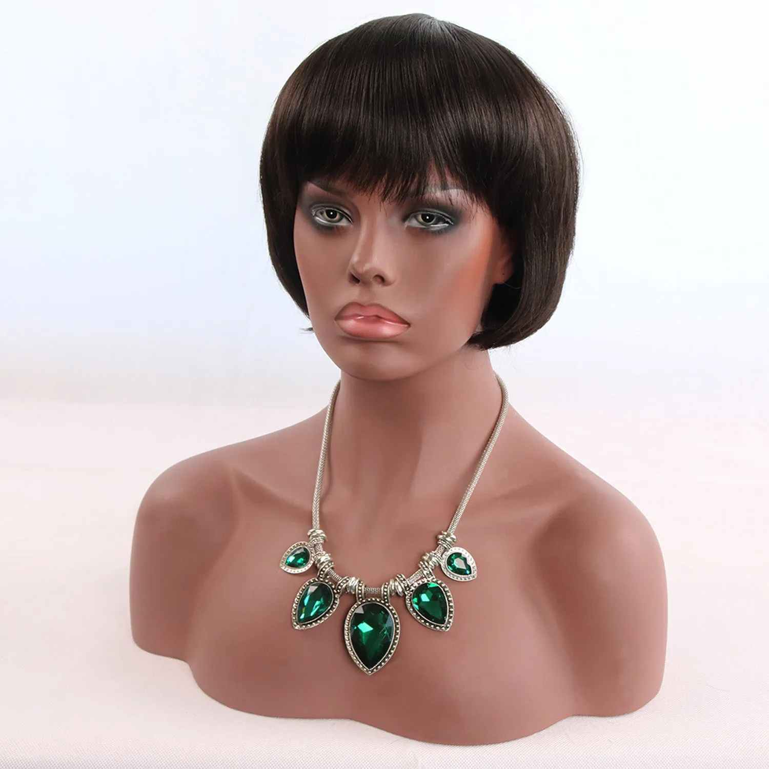 Asia | Black Short Pixie Cut Straight Synthetic Hair Wig With Bangs