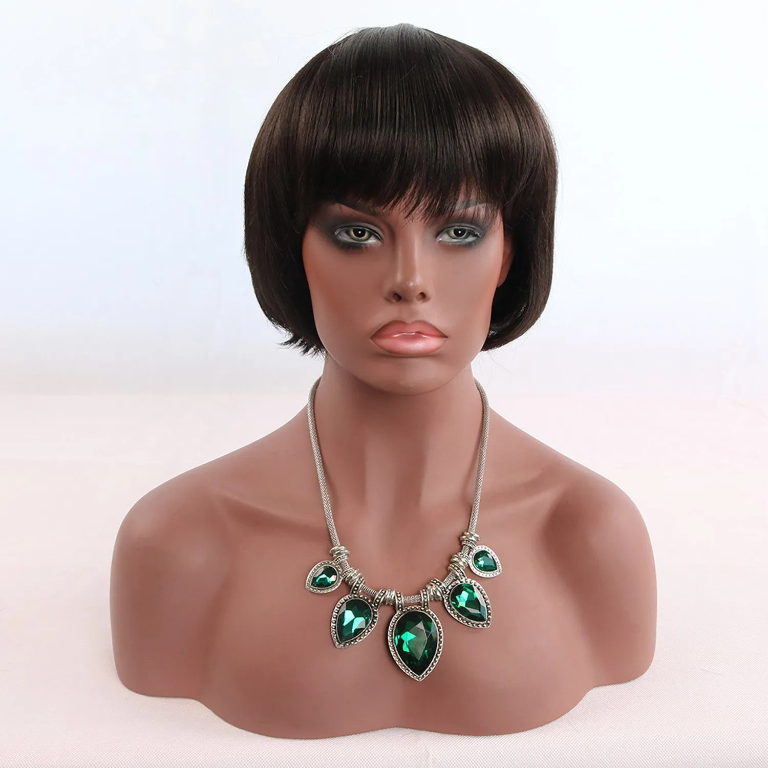 Asia | Black Short Pixie Cut Straight Synthetic Hair Wig With Bangs